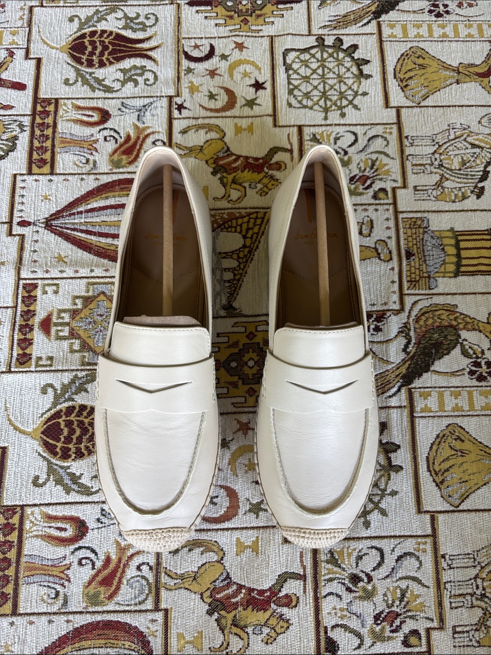 Sam Edelman Ivory Leather Penny Loafers